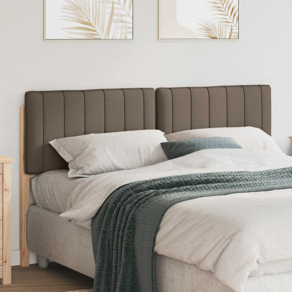 Produktbild för Klädd sänggavel Brun och Taupe 160 cm Massiv furu