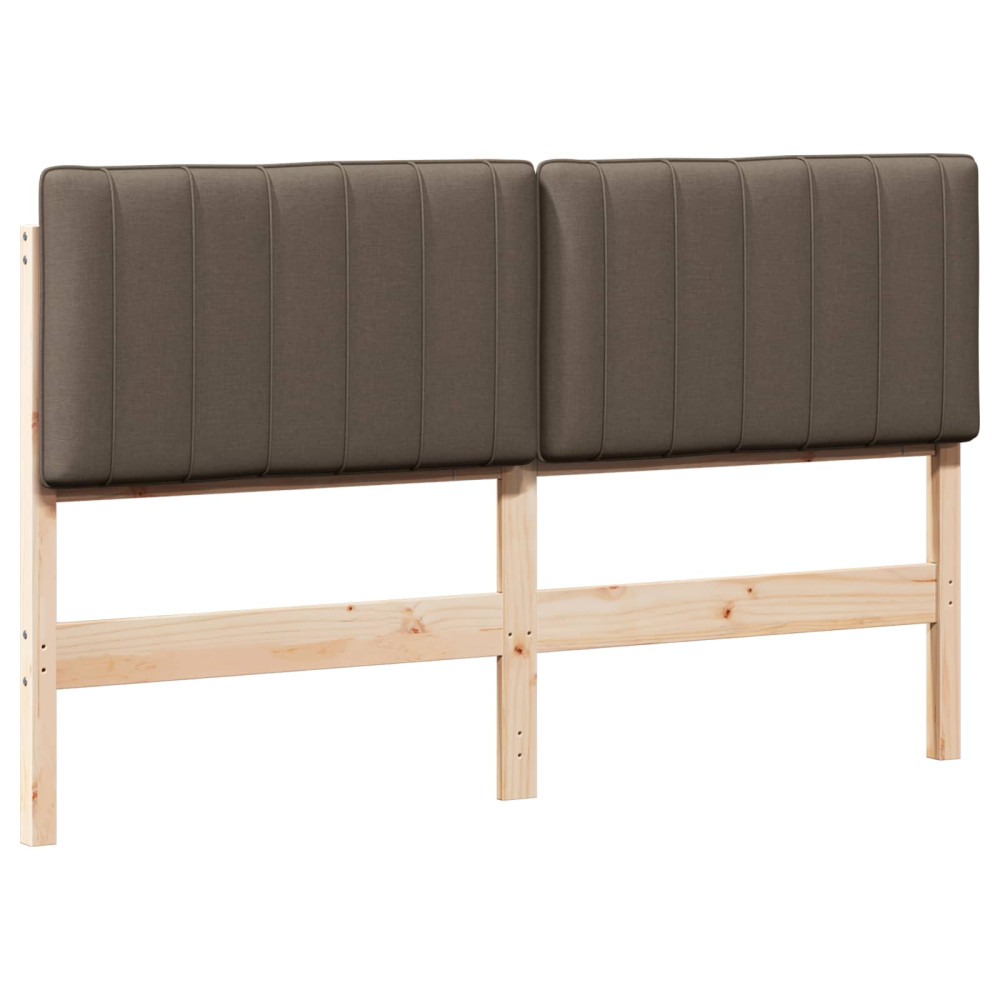 Produktbild för Klädd sänggavel Brun och Taupe 160 cm Massiv furu