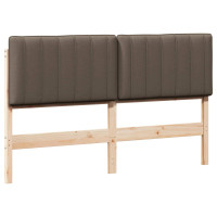 Produktbild för Klädd sänggavel Brun och Taupe 160 cm Massiv furu
