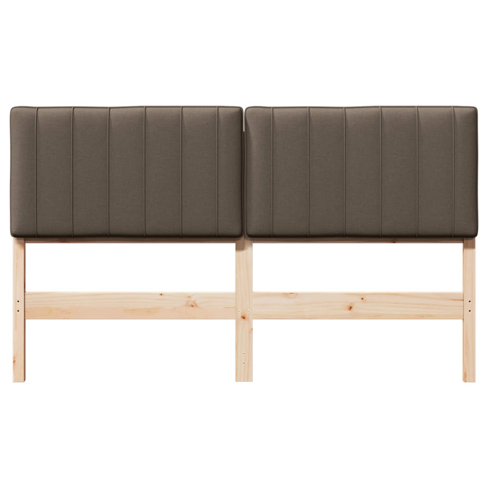Produktbild för Klädd sänggavel Brun och Taupe 160 cm Massiv furu