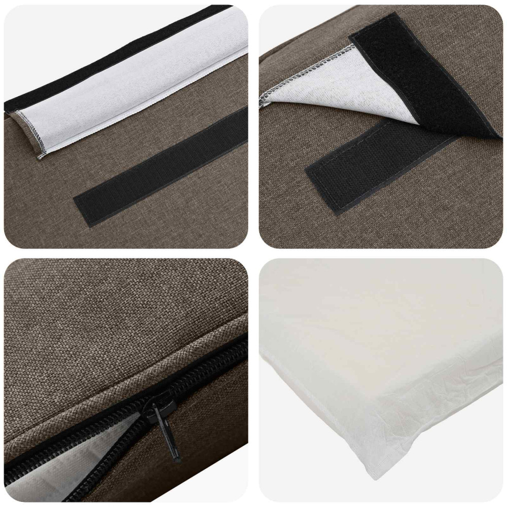 Produktbild för Klädd sänggavel Brun och Taupe 160 cm Massiv furu