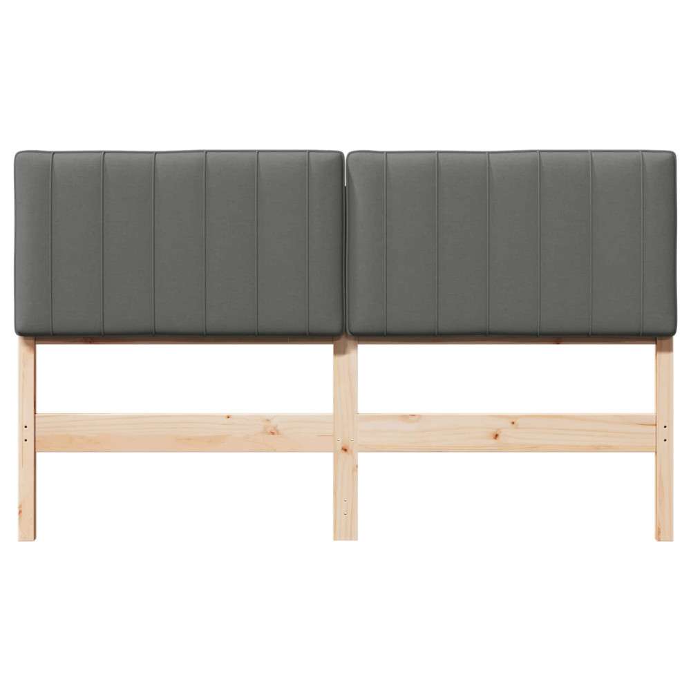 Produktbild för Klädd sänggavel Brun och ljusgrå 150 cm Massiv furu
