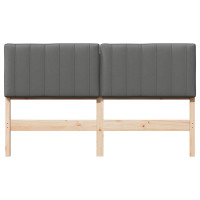 Produktbild för Klädd sänggavel Brun och ljusgrå 150 cm Massiv furu