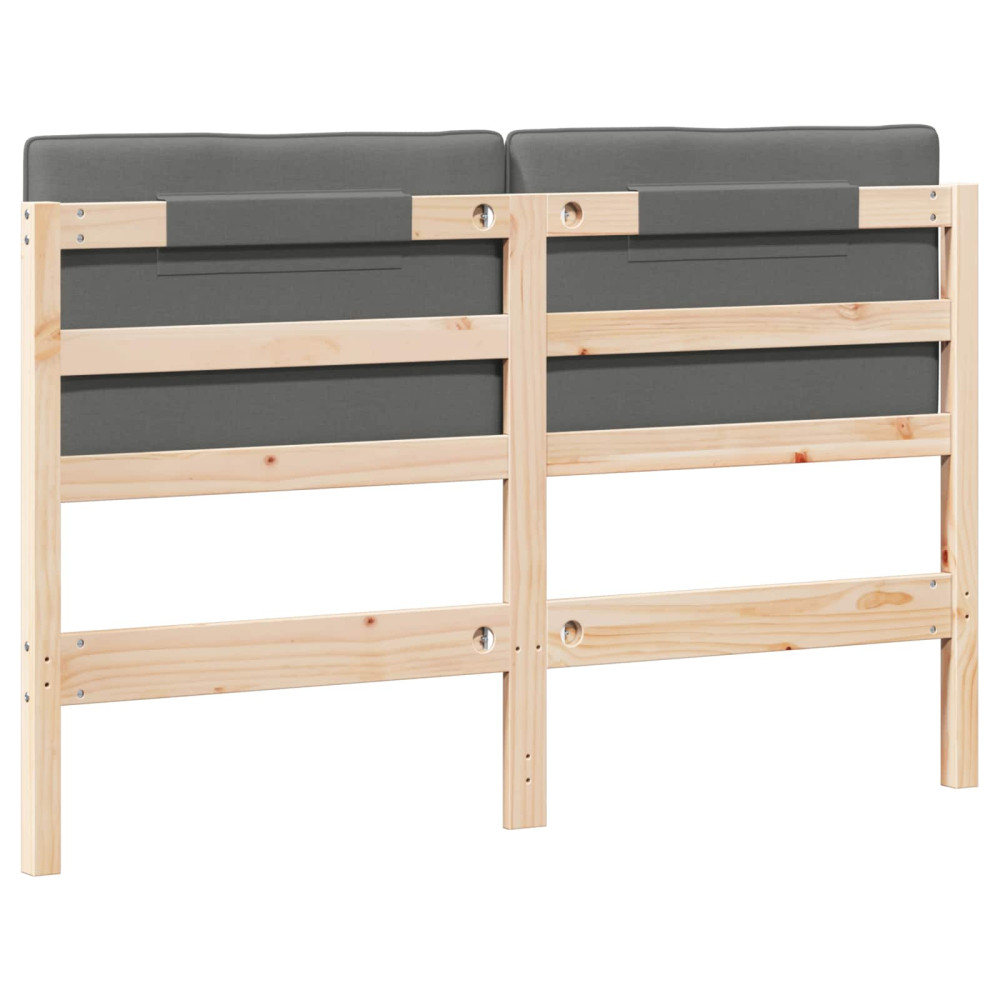 Produktbild för Klädd sänggavel Brun och ljusgrå 150 cm Massiv furu