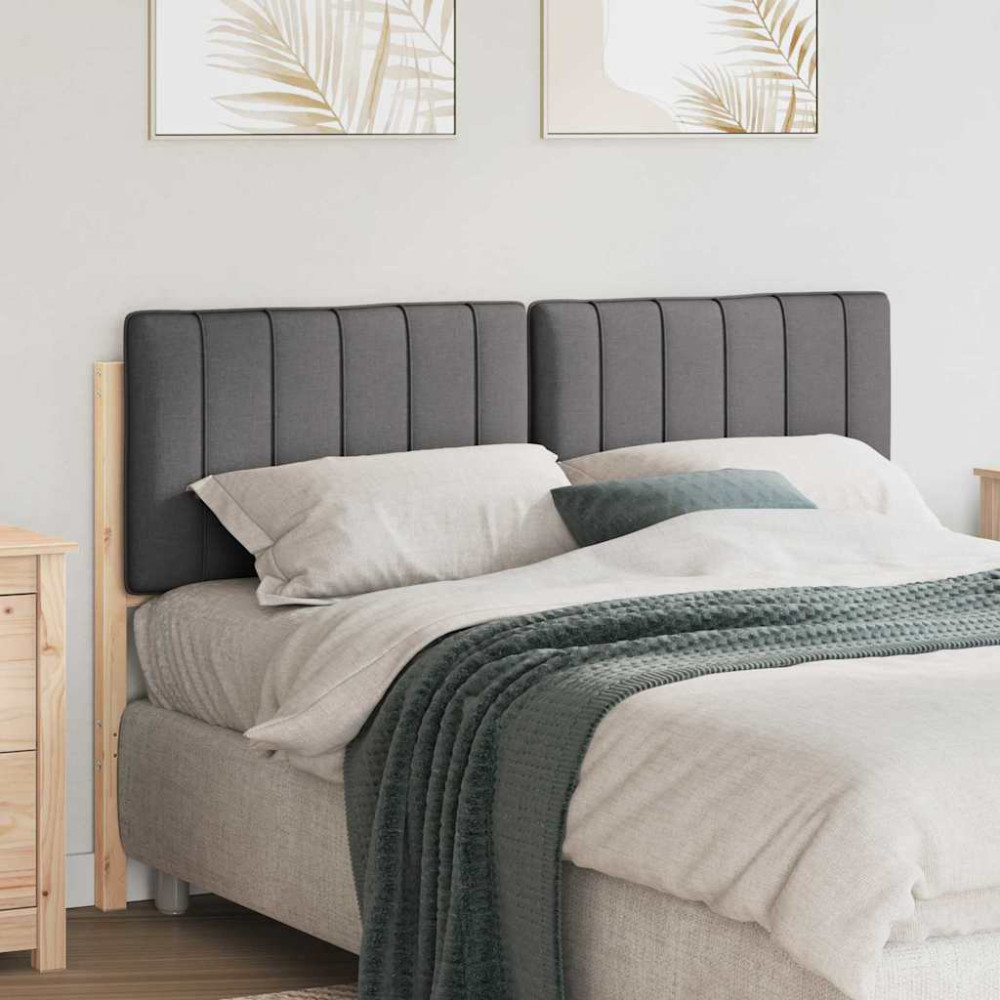 Produktbild för Klädd sänggavel Brun och Mörkgrå 140 cm Massiv furu