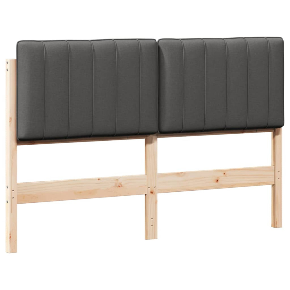 Produktbild för Klädd sänggavel Brun och Mörkgrå 140 cm Massiv furu
