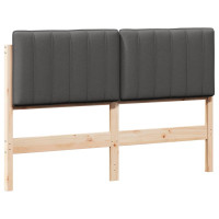 Produktbild för Klädd sänggavel Brun och Mörkgrå 140 cm Massiv furu
