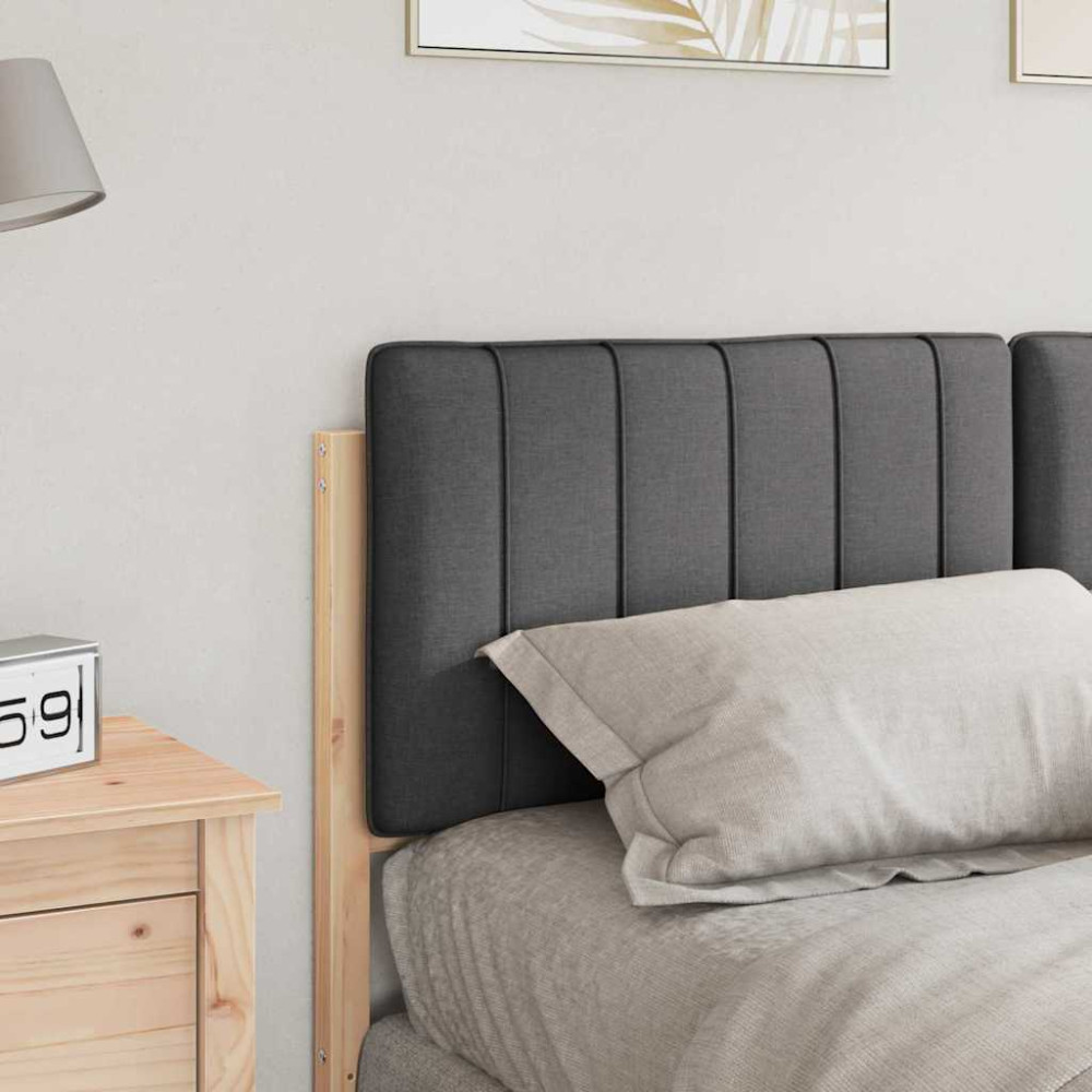 Produktbild för Klädd sänggavel Brun och Mörkgrå 140 cm Massiv furu