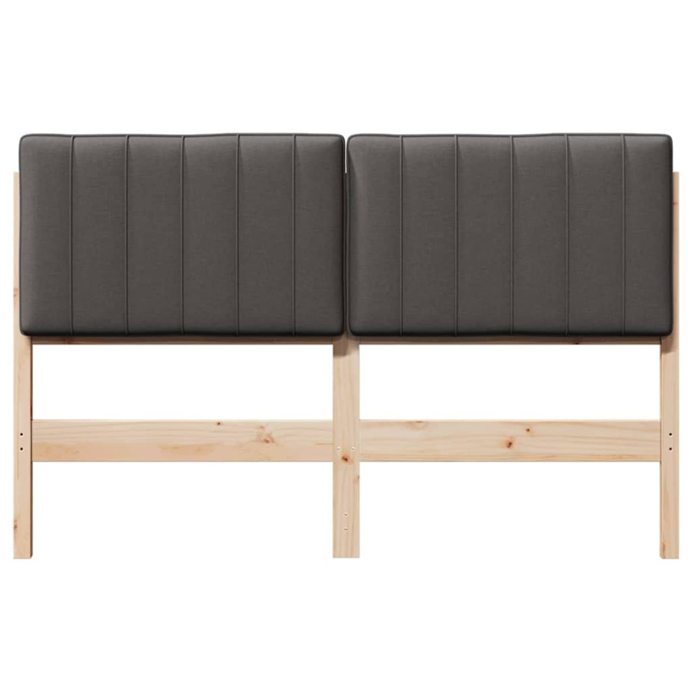 Produktbild för Klädd sänggavel Brun och Mörkgrå 140 cm Massiv furu