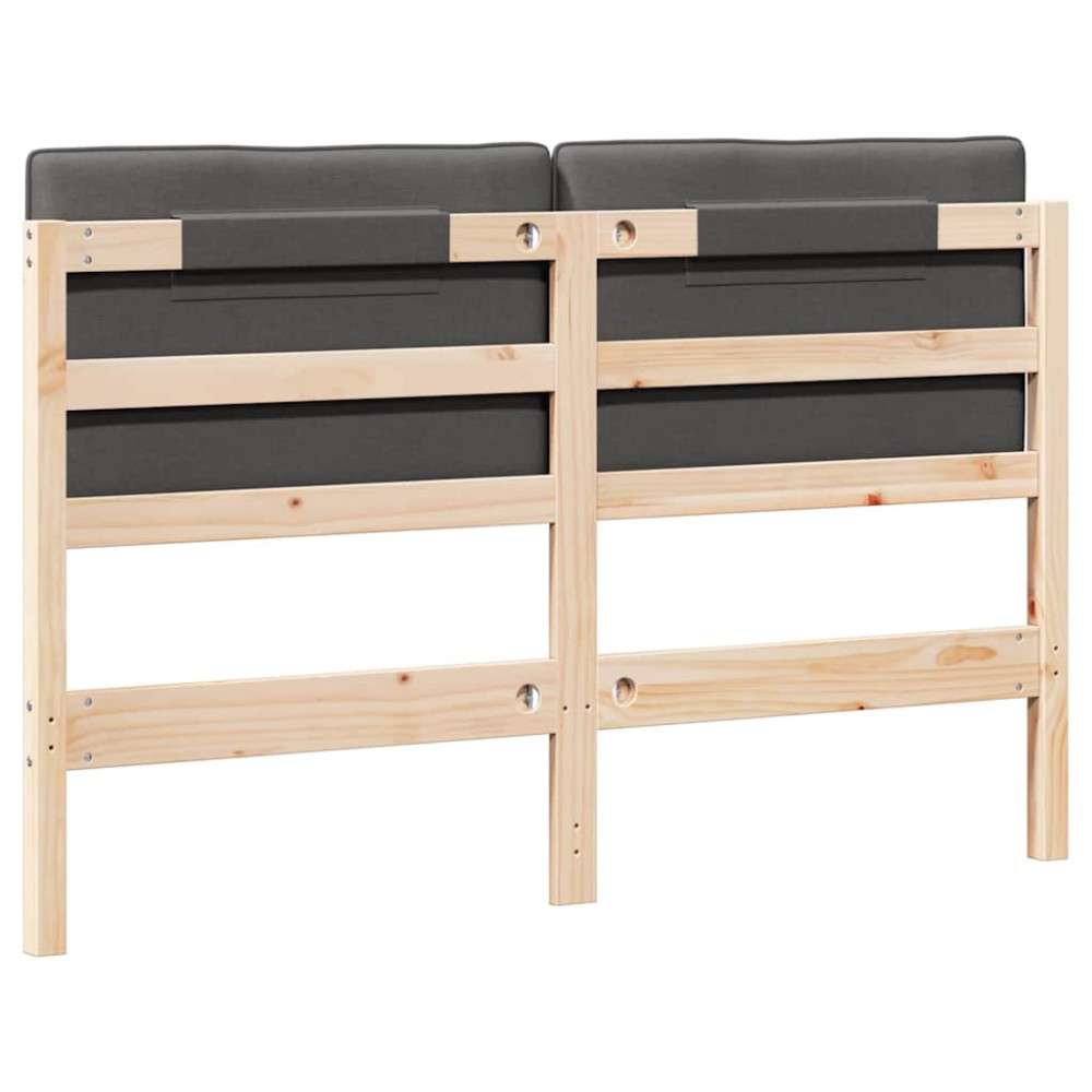 Produktbild för Klädd sänggavel Brun och Mörkgrå 140 cm Massiv furu