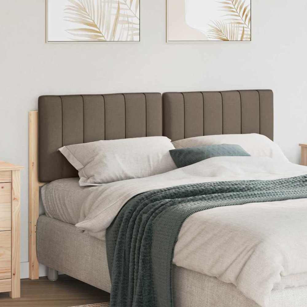 Produktbild för Klädd sänggavel Brun och Taupe 140 cm Massiv furu