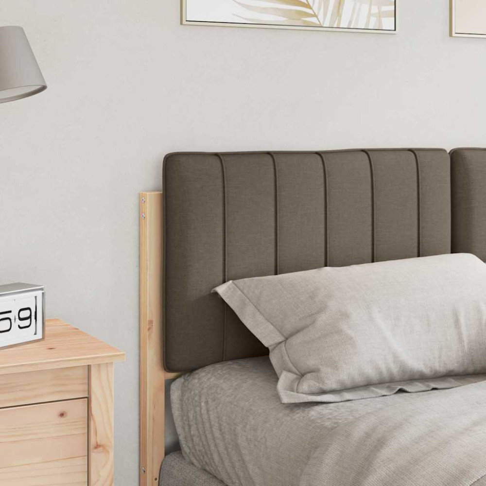 Produktbild för Klädd sänggavel Brun och Taupe 140 cm Massiv furu