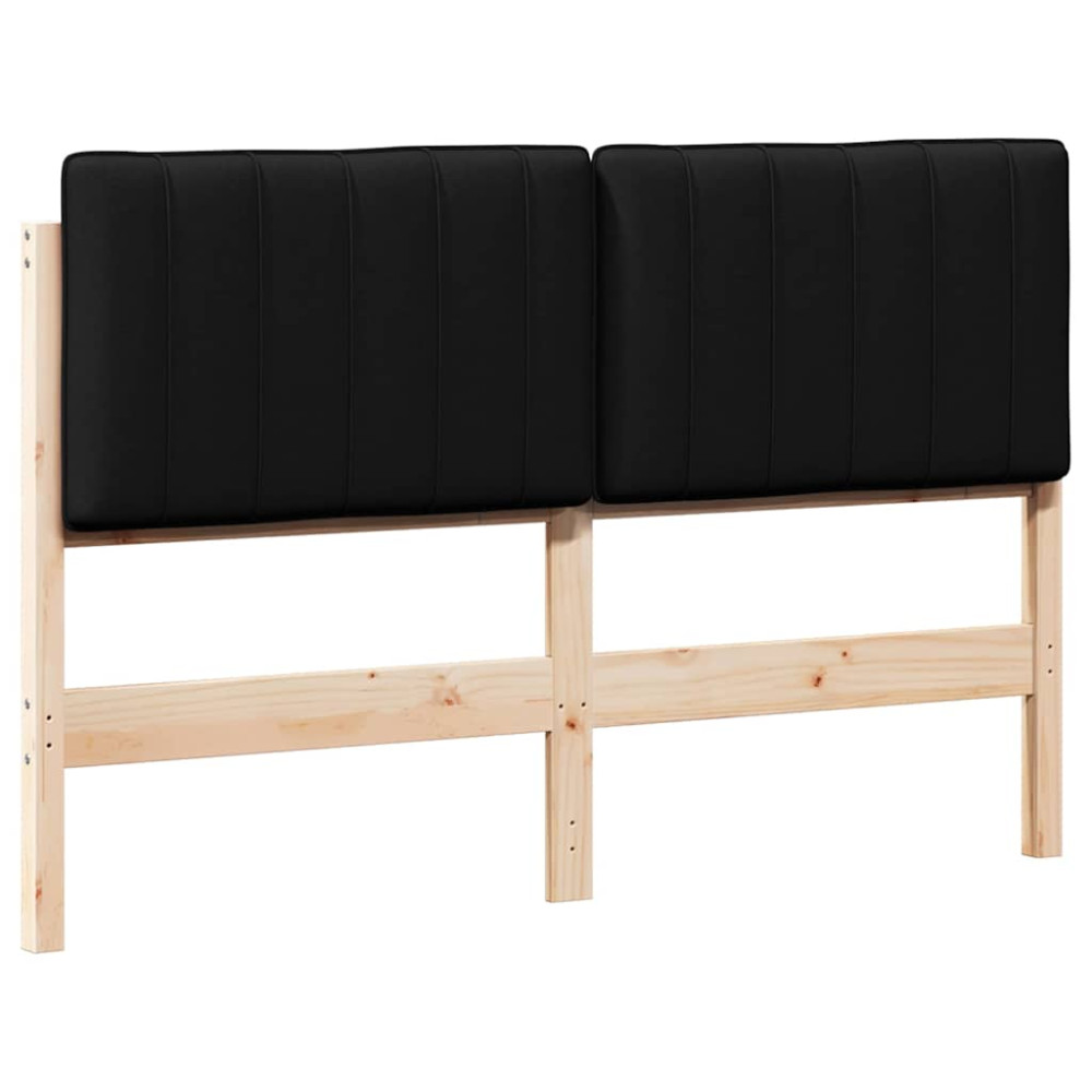 Produktbild för Klädd sänggavel Brun och svart 135 cm Massiv furu