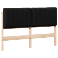 Produktbild för Klädd sänggavel Brun och svart 135 cm Massiv furu