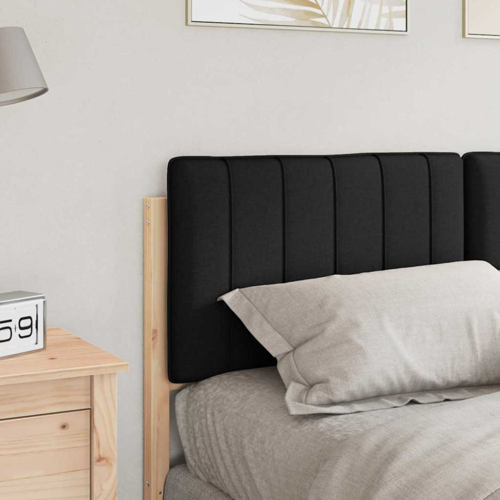 Produktbild för Klädd sänggavel Brun och svart 135 cm Massiv furu