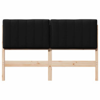 Produktbild för Klädd sänggavel Brun och svart 135 cm Massiv furu