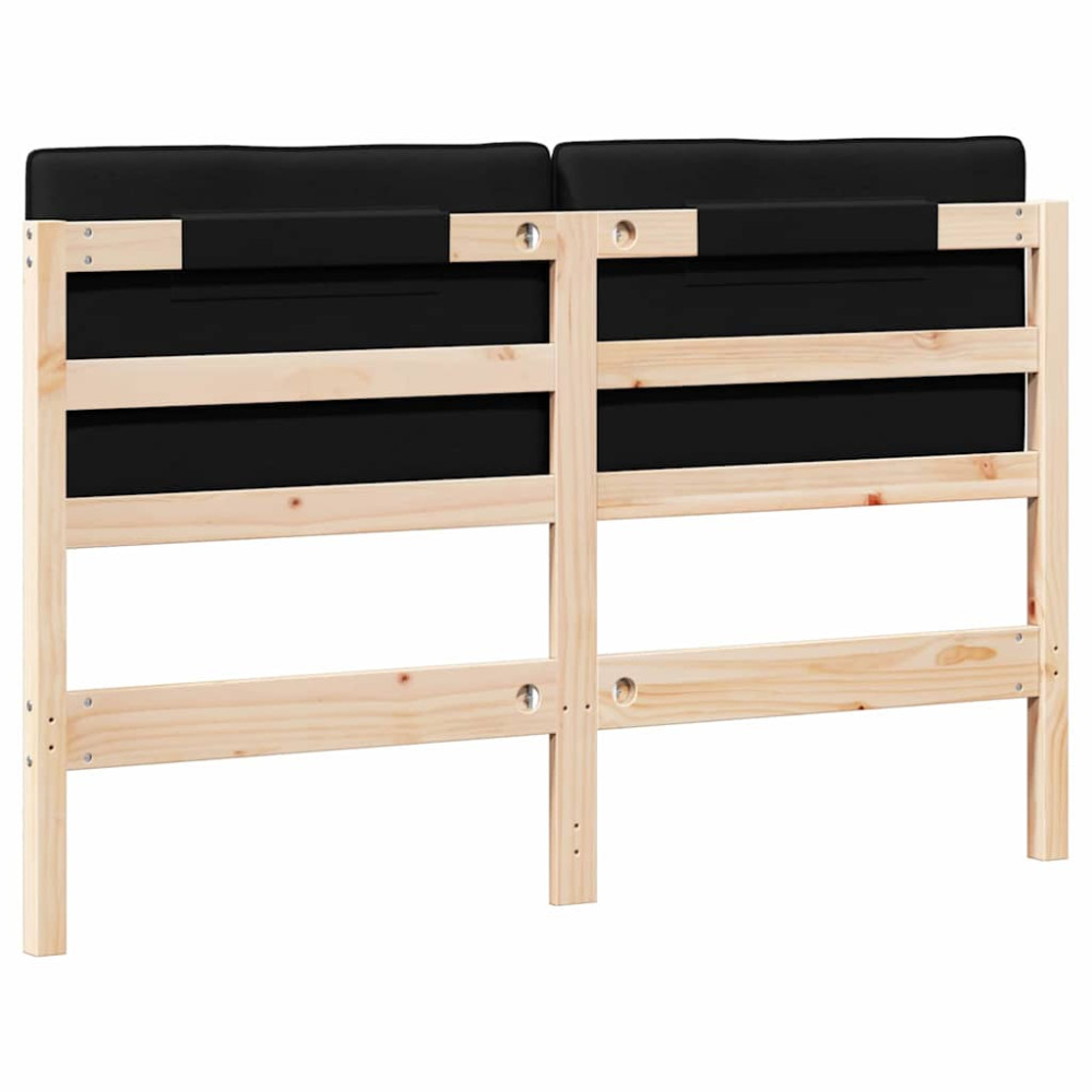 Produktbild för Klädd sänggavel Brun och svart 135 cm Massiv furu