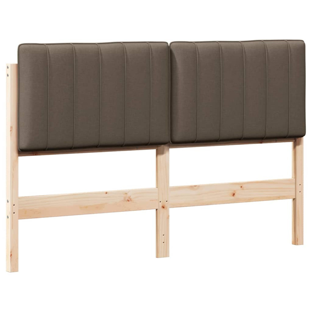 Produktbild för Klädd sänggavel Brun och Taupe 135 cm Massiv furu