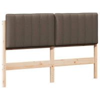 Produktbild för Klädd sänggavel Brun och Taupe 135 cm Massiv furu