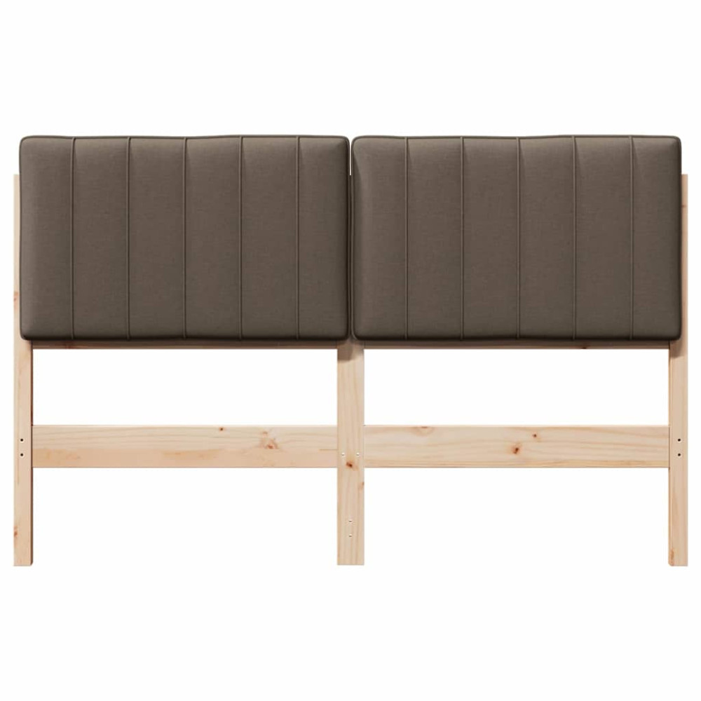 Produktbild för Klädd sänggavel Brun och Taupe 135 cm Massiv furu