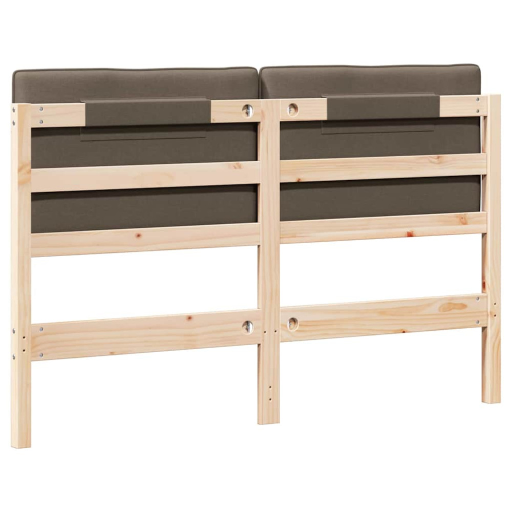 Produktbild för Klädd sänggavel Brun och Taupe 135 cm Massiv furu