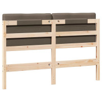 Produktbild för Klädd sänggavel Brun och Taupe 135 cm Massiv furu