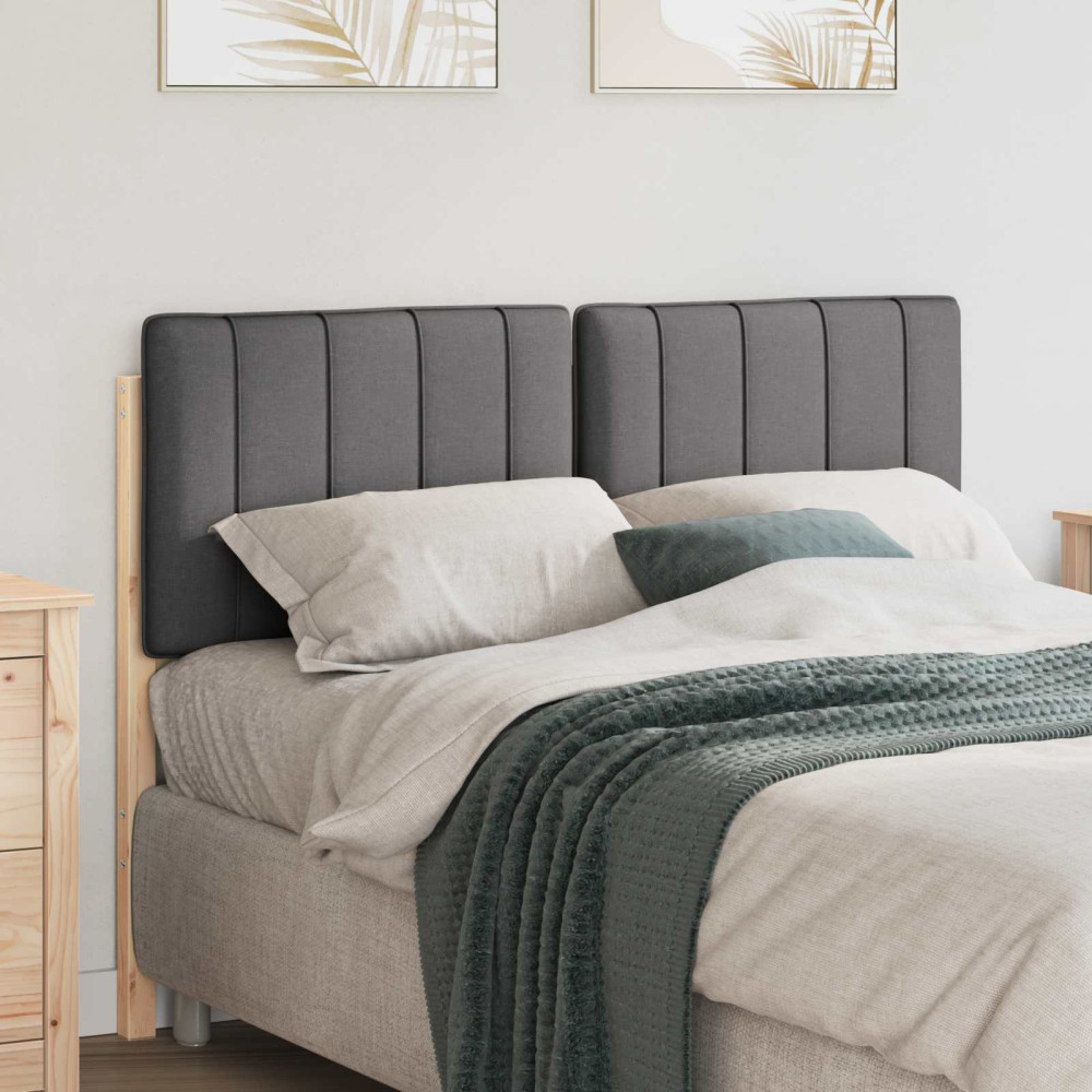 Produktbild för Klädd sänggavel Brun och Mörkgrå 120 cm Massiv furu