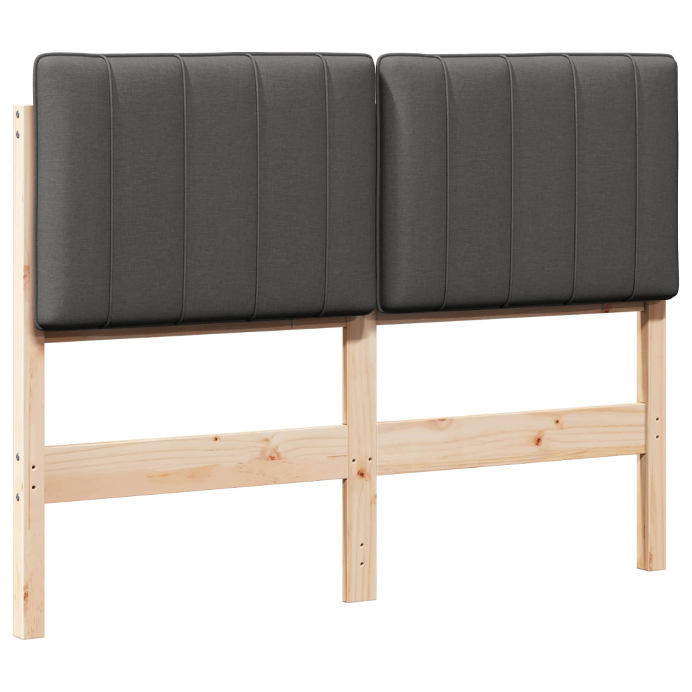 Produktbild för Klädd sänggavel Brun och Mörkgrå 120 cm Massiv furu