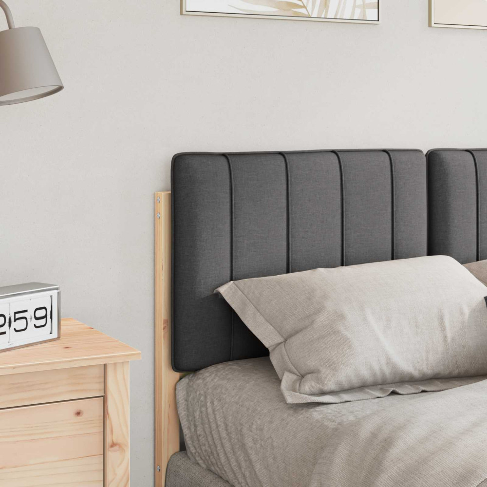 Produktbild för Klädd sänggavel Brun och Mörkgrå 120 cm Massiv furu