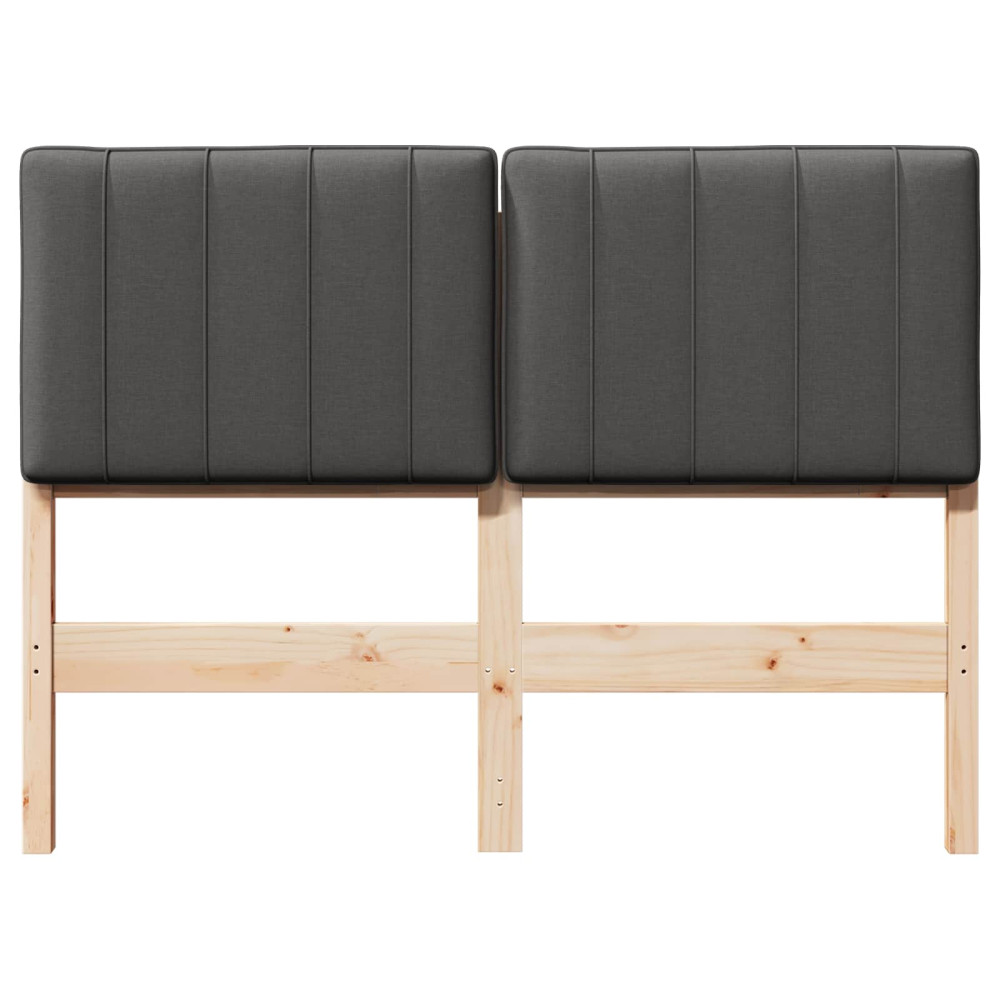 Produktbild för Klädd sänggavel Brun och Mörkgrå 120 cm Massiv furu