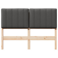 Produktbild för Klädd sänggavel Brun och Mörkgrå 120 cm Massiv furu