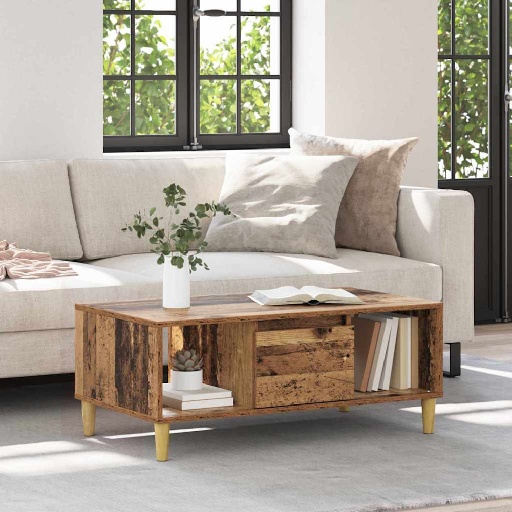 Produktbild för Kaffeebord Gammalt trä 90 x 50 x 26.5 cm Konstruerat trä
