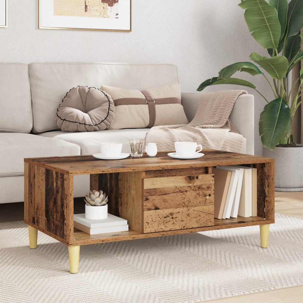 Produktbild för Kaffeebord Gammalt trä 90 x 50 x 26.5 cm Konstruerat trä