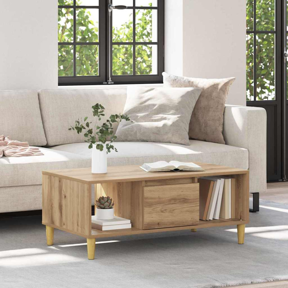Produktbild för Kaffeebord Artisan Ek 90 x 50 x 26.5 cm Konstruerat trä