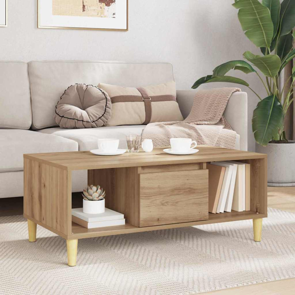 Produktbild för Kaffeebord Artisan Ek 90 x 50 x 26.5 cm Konstruerat trä