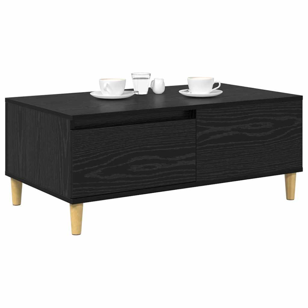 Produktbild för Kaffeebord med låda Svart Ek 90 x 50 x 26.5 cm Konstruerat trä