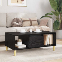 Produktbild för Kaffeebord med låda Svart Ek 90 x 50 x 26.5 cm Konstruerat trä