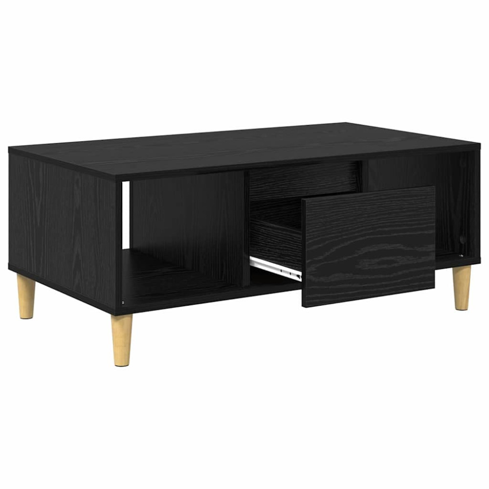 Produktbild för Kaffeebord med låda Svart Ek 90 x 50 x 26.5 cm Konstruerat trä