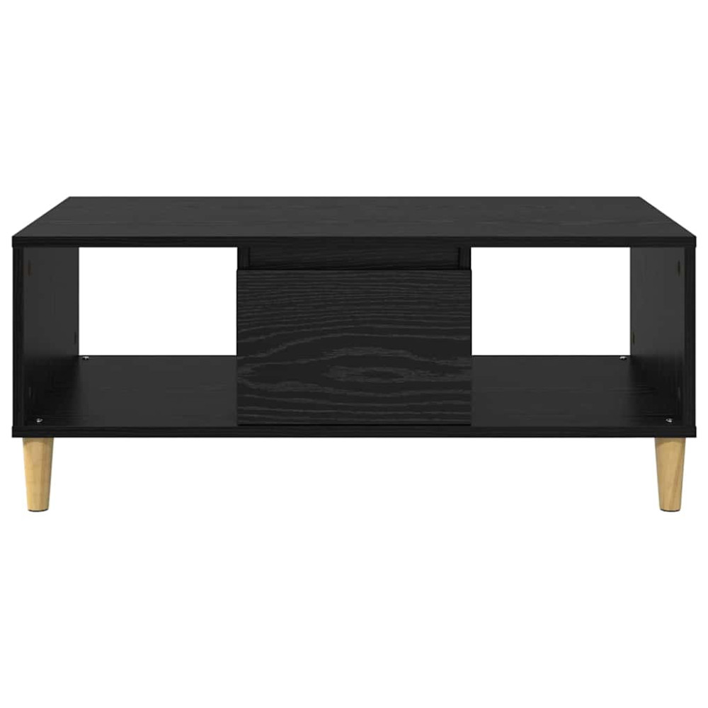 Produktbild för Kaffeebord med låda Svart Ek 90 x 50 x 26.5 cm Konstruerat trä