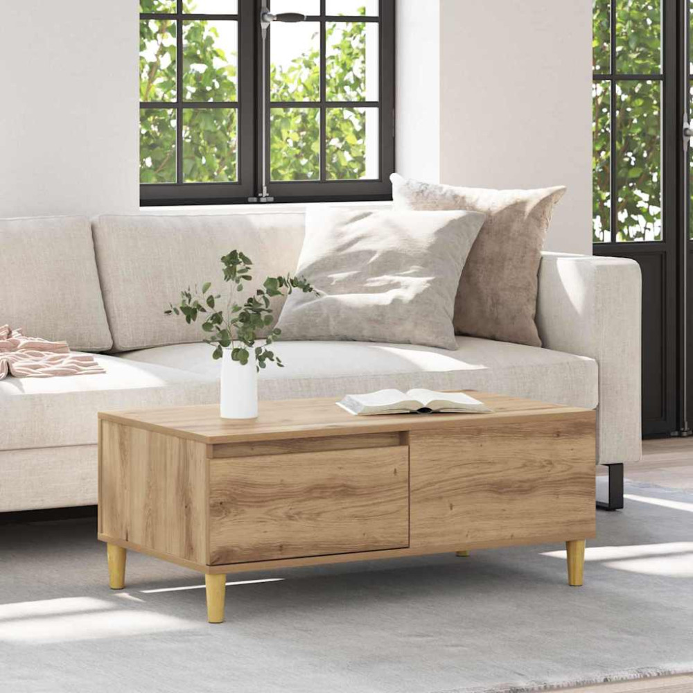 Produktbild för Kaffeebord med låda Artisan Ek 90 x 50 x 35 cm Konstruerat trä