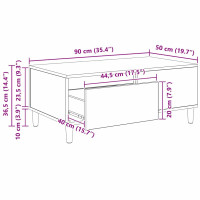 Produktbild för Kaffeebord med låda Artisan Ek 90 x 50 x 35 cm Konstruerat trä