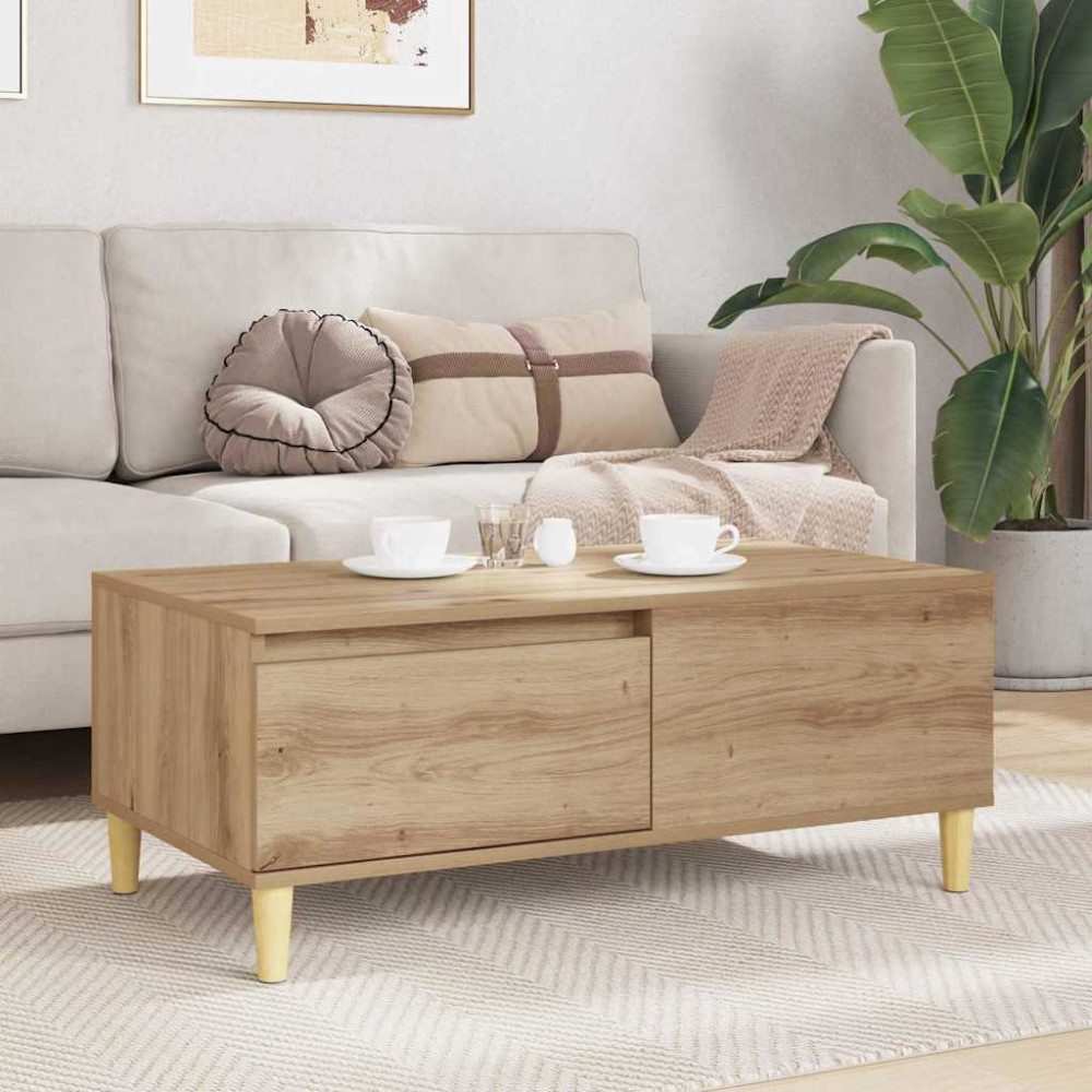 Produktbild för Kaffeebord med låda Artisan Ek 90 x 50 x 35 cm Konstruerat trä