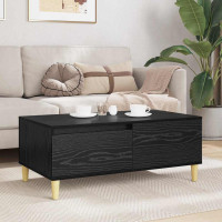 Produktbild för Kaffeebord med låda Svart Ek 90 x 50 x 35 cm Konstruerat trä