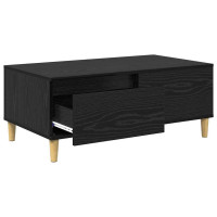 Produktbild för Kaffeebord med låda Svart Ek 90 x 50 x 35 cm Konstruerat trä