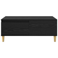 Produktbild för Kaffeebord med låda Svart Ek 90 x 50 x 35 cm Konstruerat trä
