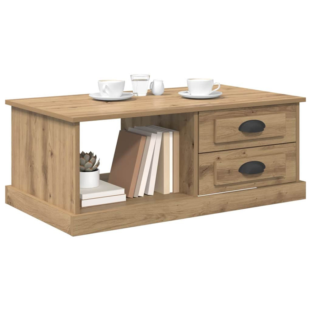 Produktbild för Kaffeebord med låda Artisan Ek 90 x 50 x 35 cm Konstruerat trä