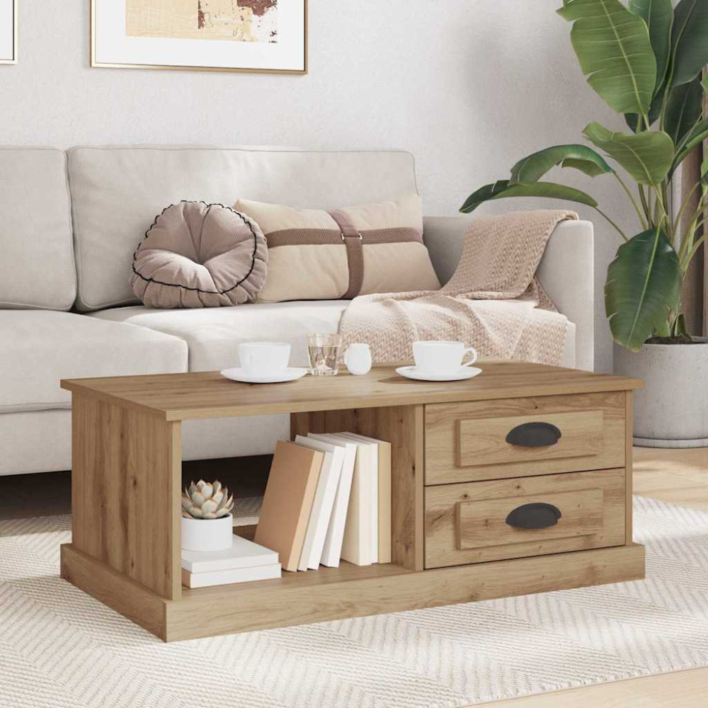 Produktbild för Kaffeebord med låda Artisan Ek 90 x 50 x 35 cm Konstruerat trä