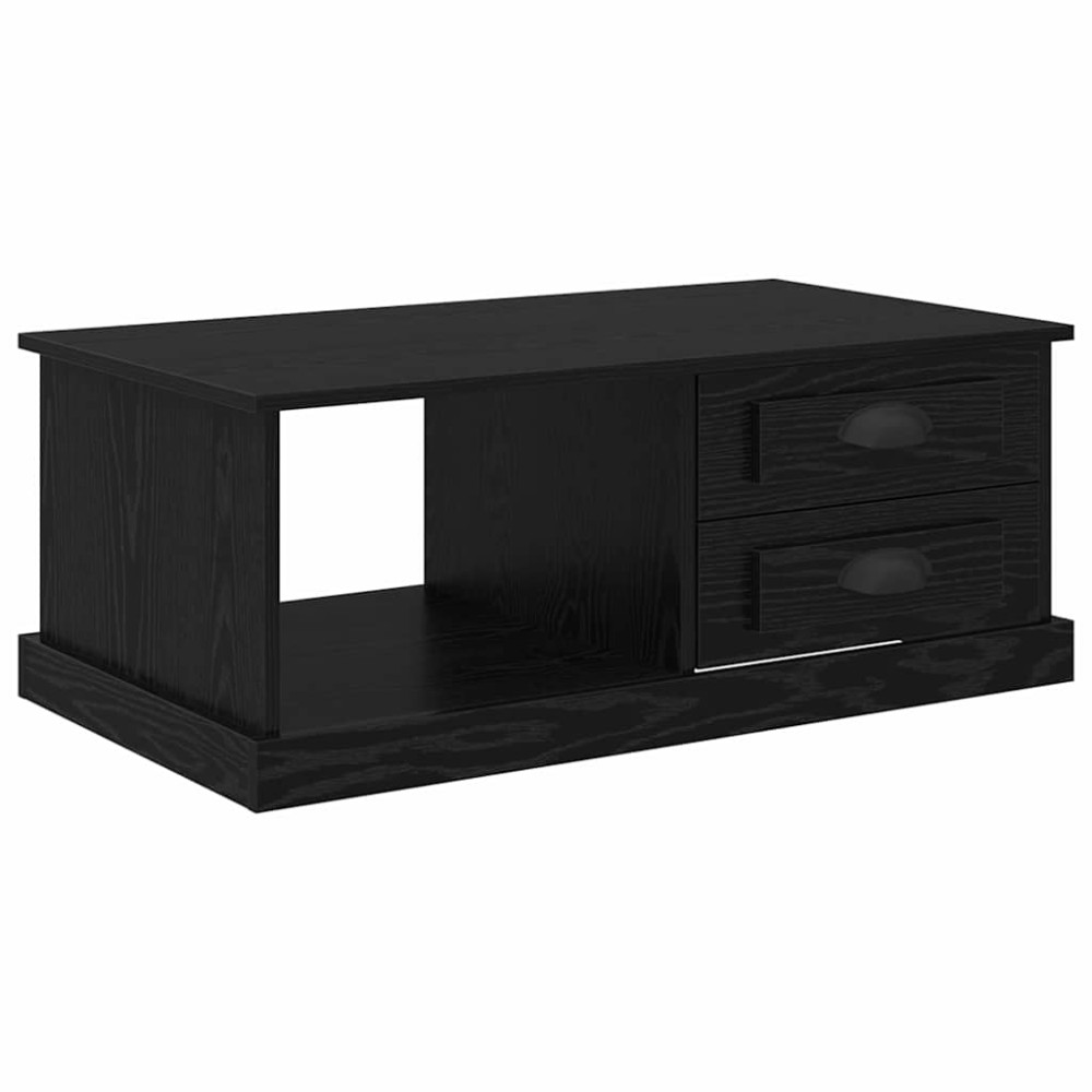 Produktbild för Kaffeebord med låda Svart Ek 90 x 50 x 35 cm Konstruerat trä