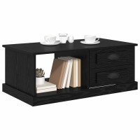 Produktbild för Kaffeebord med låda Svart Ek 90 x 50 x 35 cm Konstruerat trä