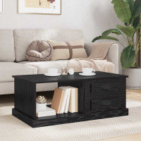 Produktbild för Kaffeebord med låda Svart Ek 90 x 50 x 35 cm Konstruerat trä